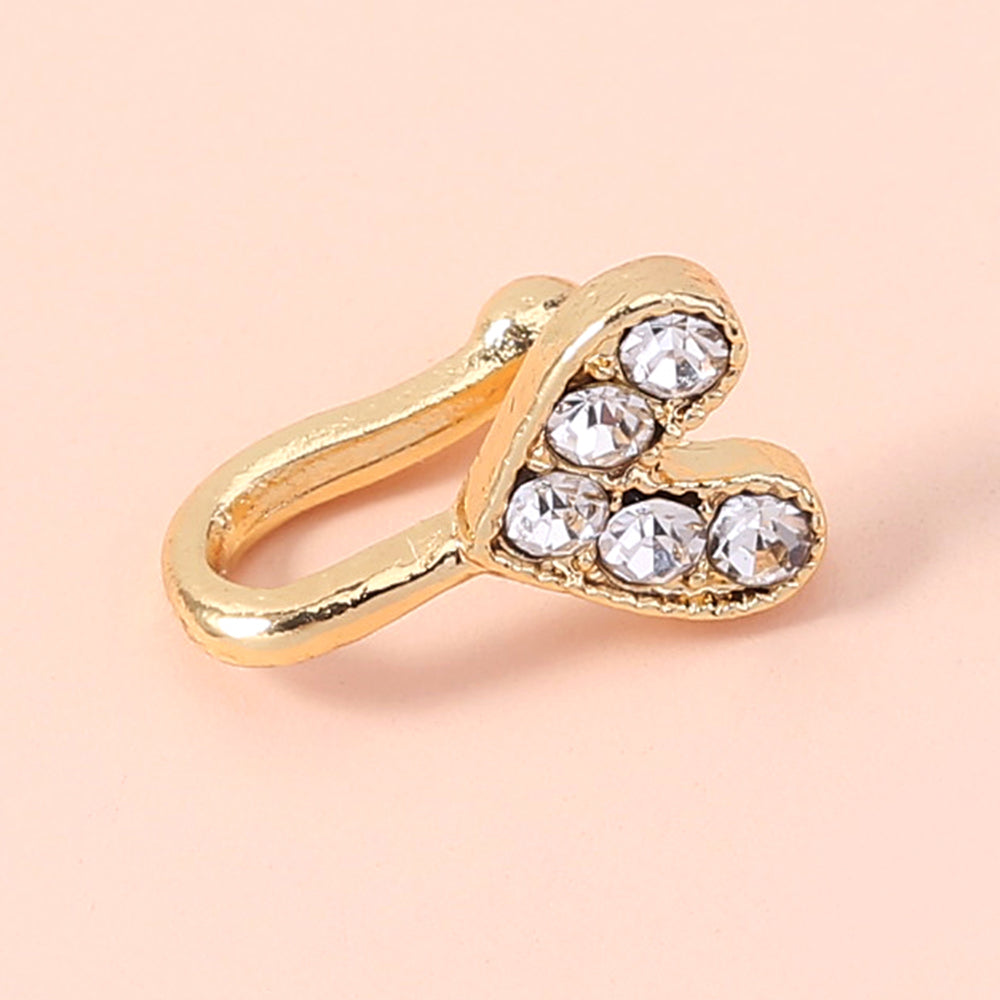 Anillo de nariz de diamantes de imitación dorados, anillo de nariz de diamantes de imitación de mini corona, clip de nariz de corona de perforación