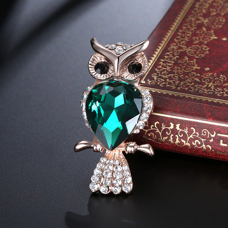 Broche de aleación con diamantes de imitación de animal búho