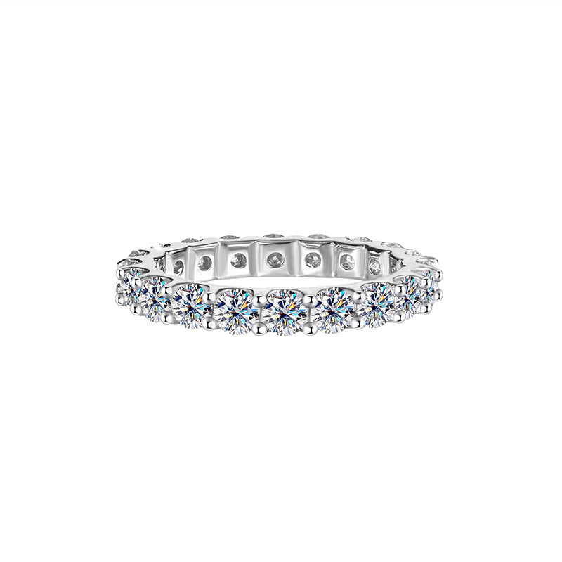 S925 Sterling Silber Moissanit Volldiamant Schlichter Stapelring