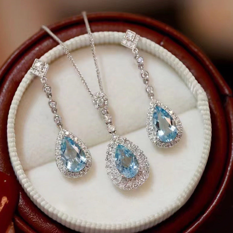Meerjungfrauen Tränen Edelstein Halskette Leichter Luxus High-End Ohrstecker Schlichter Eleganter Designschmuck