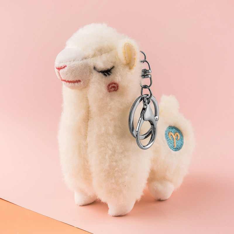 Simulación Alpaca Llavero Peluche Caballo de Lodo Muñeco Pequeño Colgante