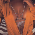Cadena corporal de moda, sujetador sexy de diamantes de imitación, cadena de garra, cadena corporal de bikini
