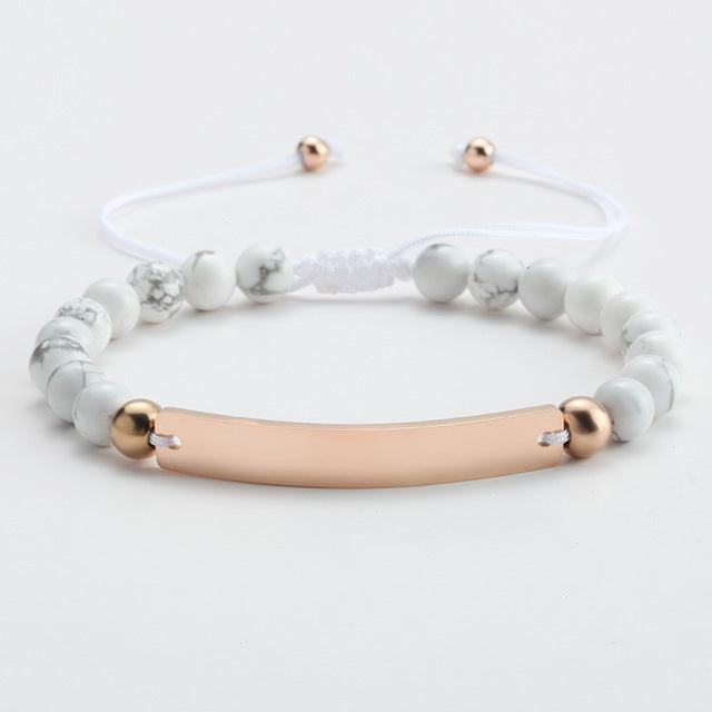 Pulseras de barra grabadas ajustables con cuentas personalizadas