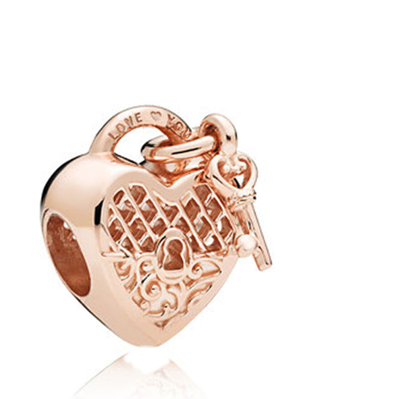 S925 Sterling Silver Rose Gold Bead Charm Pendant