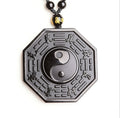 Obsidian Anhänger Yin Yang Fisch Fünf Elemente Amulett Herren und Damen Halskette