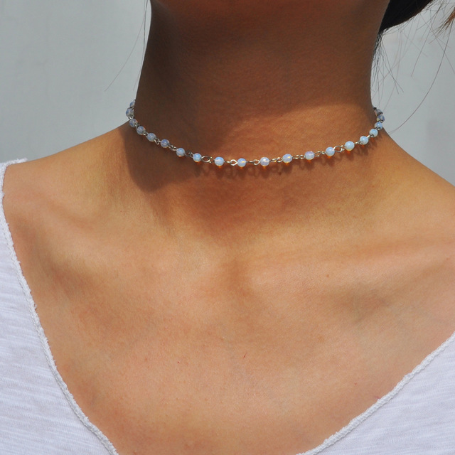Modeschmuck Damen Einfache Schwarz-Weiß Perlenkette Handgemachte Halskette