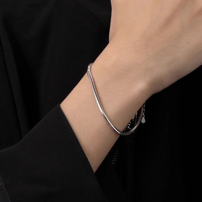 S925 Silver Advanced Sense Snake Bones Chain Simple Cold Style