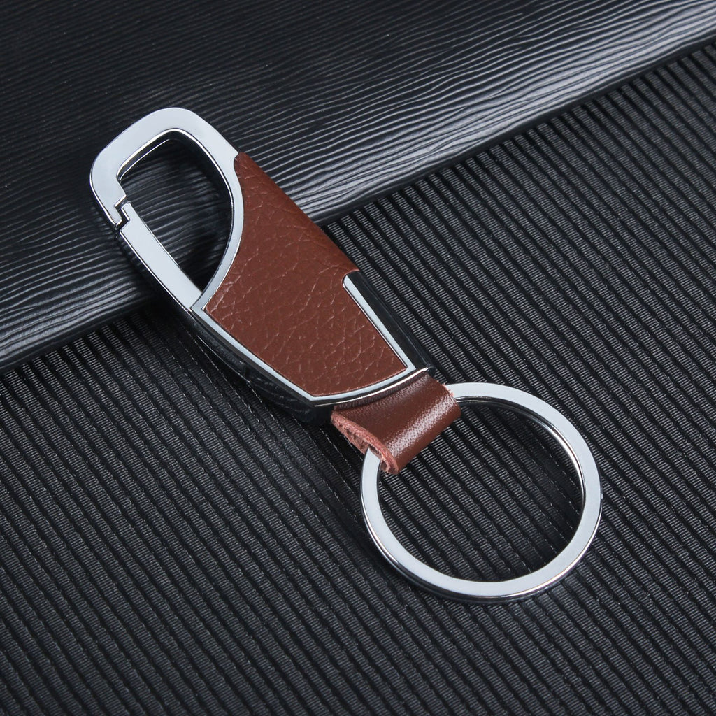 Llavero de metal y cuero para hombre, adorno creativo para coche