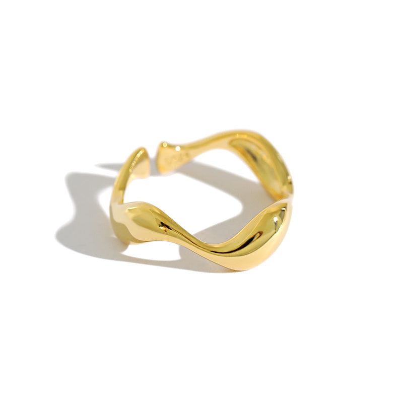 Anillos S925 Ins Anillo Brillante Ondulado Irregular Minimalista para Mujer