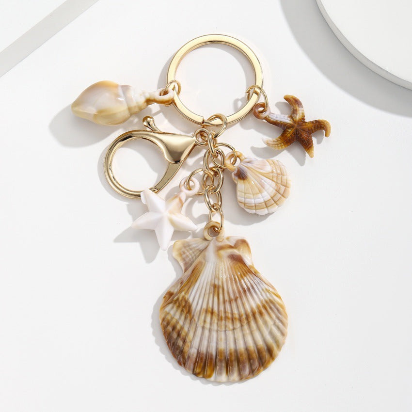 Simulation Shell Conch Starfish Five-pointed Star Pendant Keychain