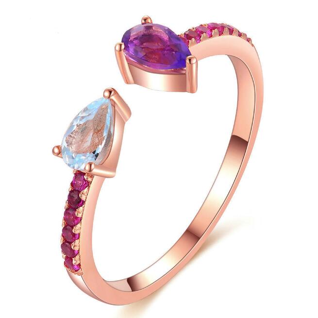 Anillos de plata esterlina 925, apertura S925, joyería fina de piedras preciosas, anillo de boda para mujer