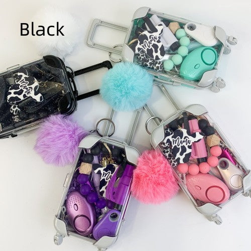 Mini maleta de juguete - Llavero con estampado de vaca