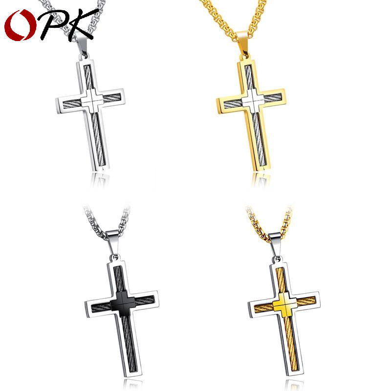 Collar de cruz para hombre, colgante de moda para hombre