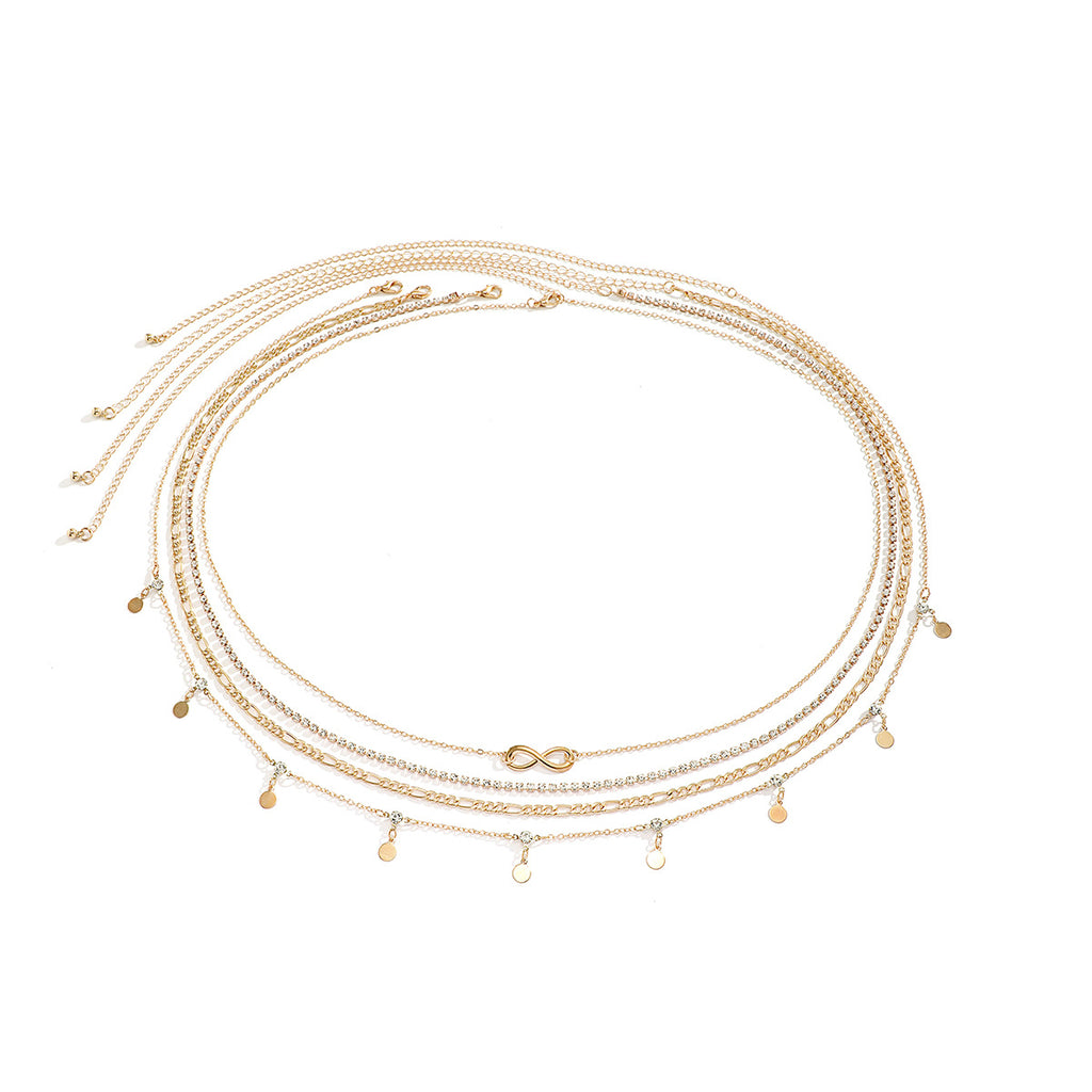 Metall Strass Kette Bauchnabel Taillenkette Sexy Quaste