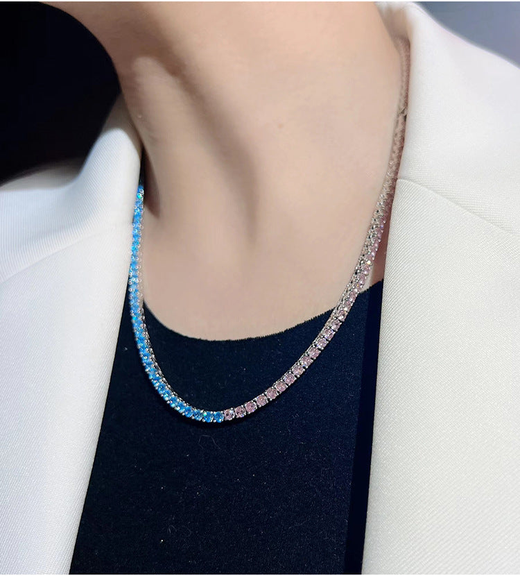 Tennis-Kette, vielseitige Accessoires, voller Diamanten, kubanische Kette
