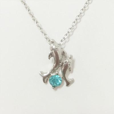 Versilberte Doppeldelfin-Strasskette