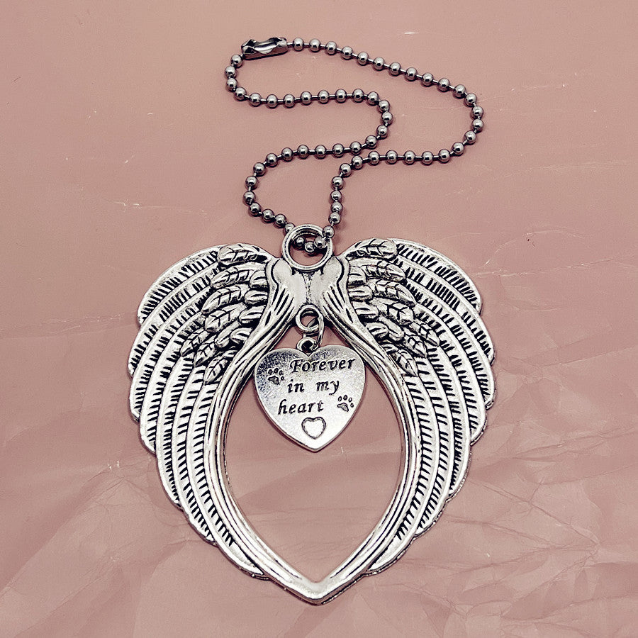 Forever In My Heart Pet Commemorative Wings Car Rearview Mirror Christmas Tree Pendant