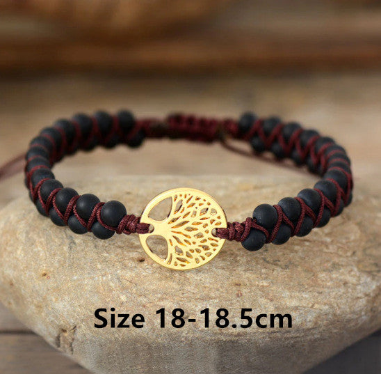 Pulsera de la amistad para amantes, de yoga, tejida a mano con cuentas de ágata natural