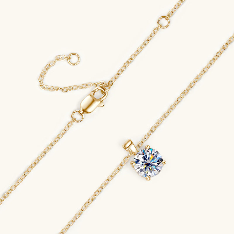 Klassische vierzackige Diamantkette, hochwertig 925 versilbert, 18 Karat vergoldeter Anhänger
