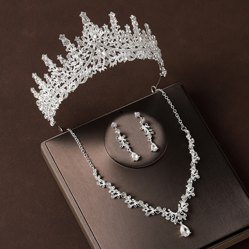 Retro atmosphärische Strass-Geburtstagskrone Haar-Accessoires dreiteiliges Set