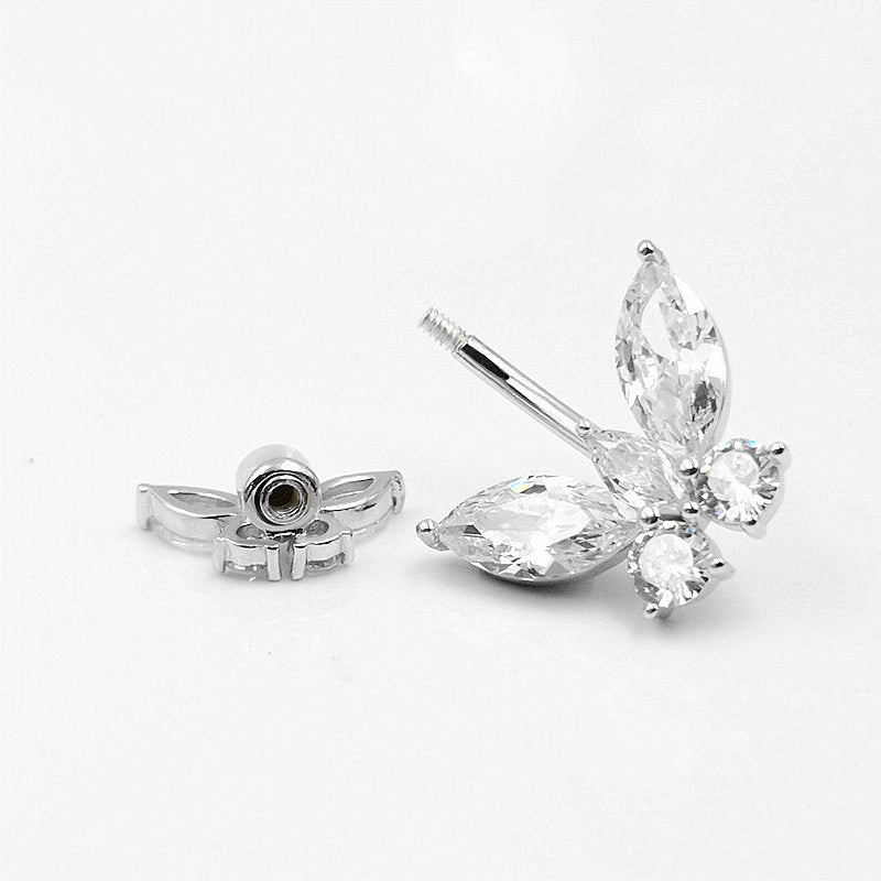 Joyas de plata de ley con circonitas para ombligo