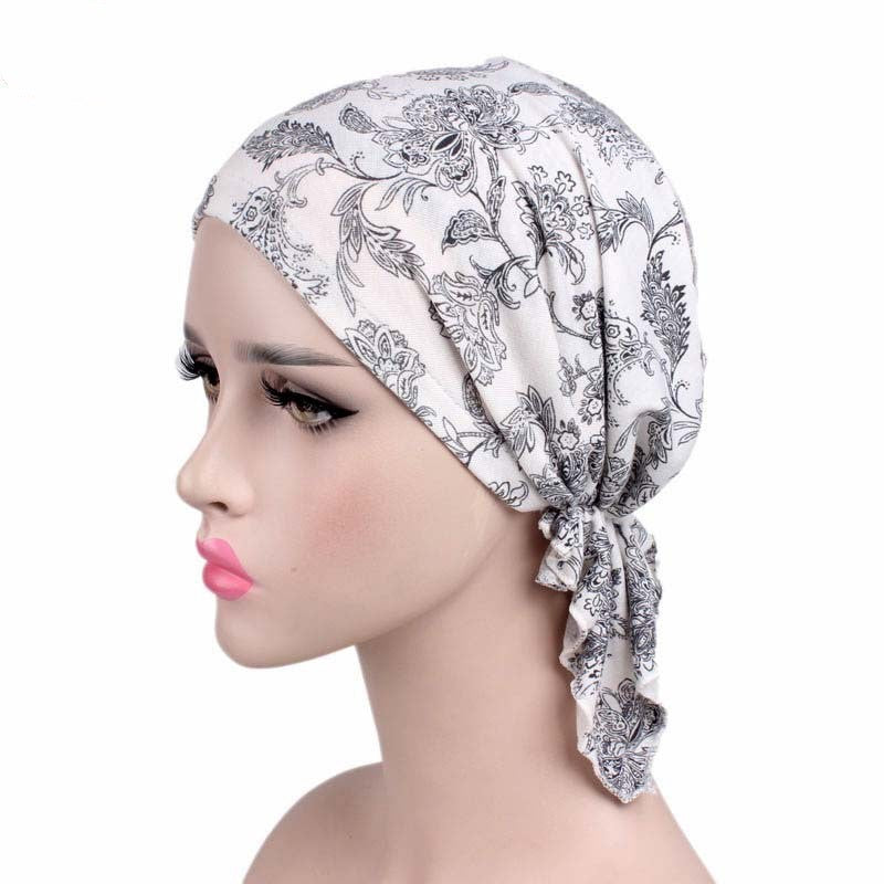 Stretch cotton print turban hat