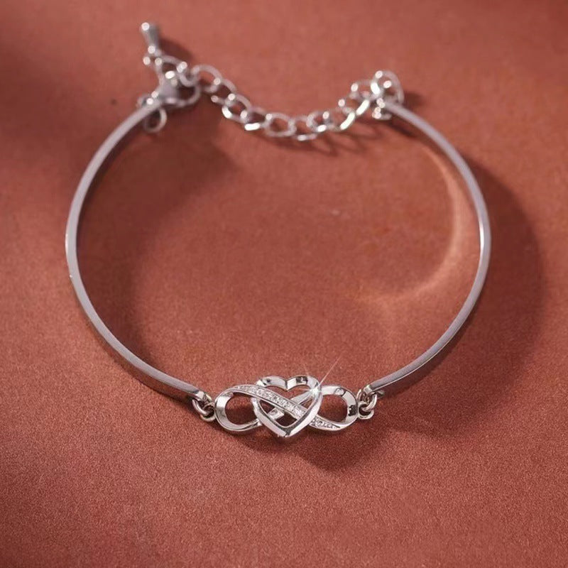 Pulsera brazalete Corazón Infinito Cristal Amor Símbolo Eterno