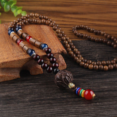 Retro Buddha Perlen Pulloverkette