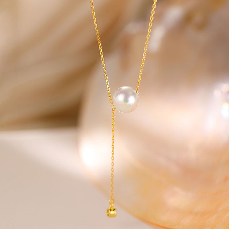 S925 Sterling-Silber Perlen-Quasten-Halskette für Damen