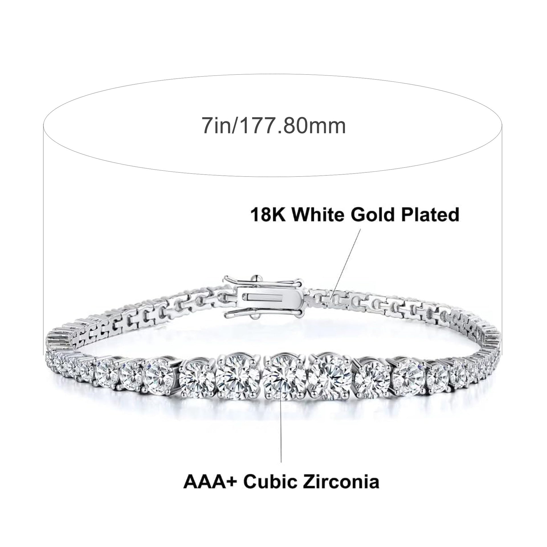 Gradient Size Tennis Zircon Bracelet