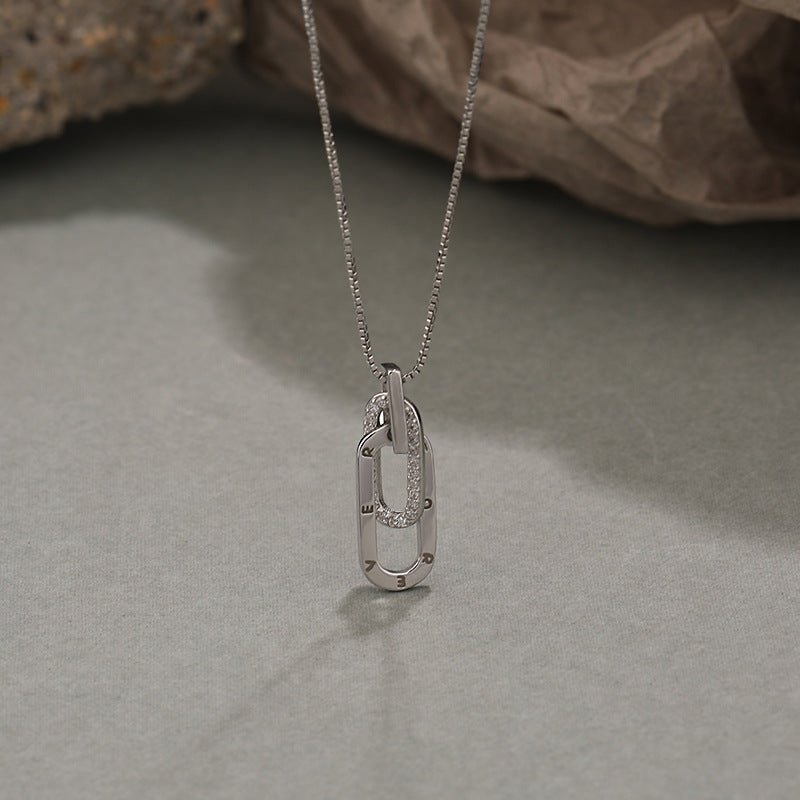 Collar entrelazado de plata de ley 925 con diseño femenino para clavícula