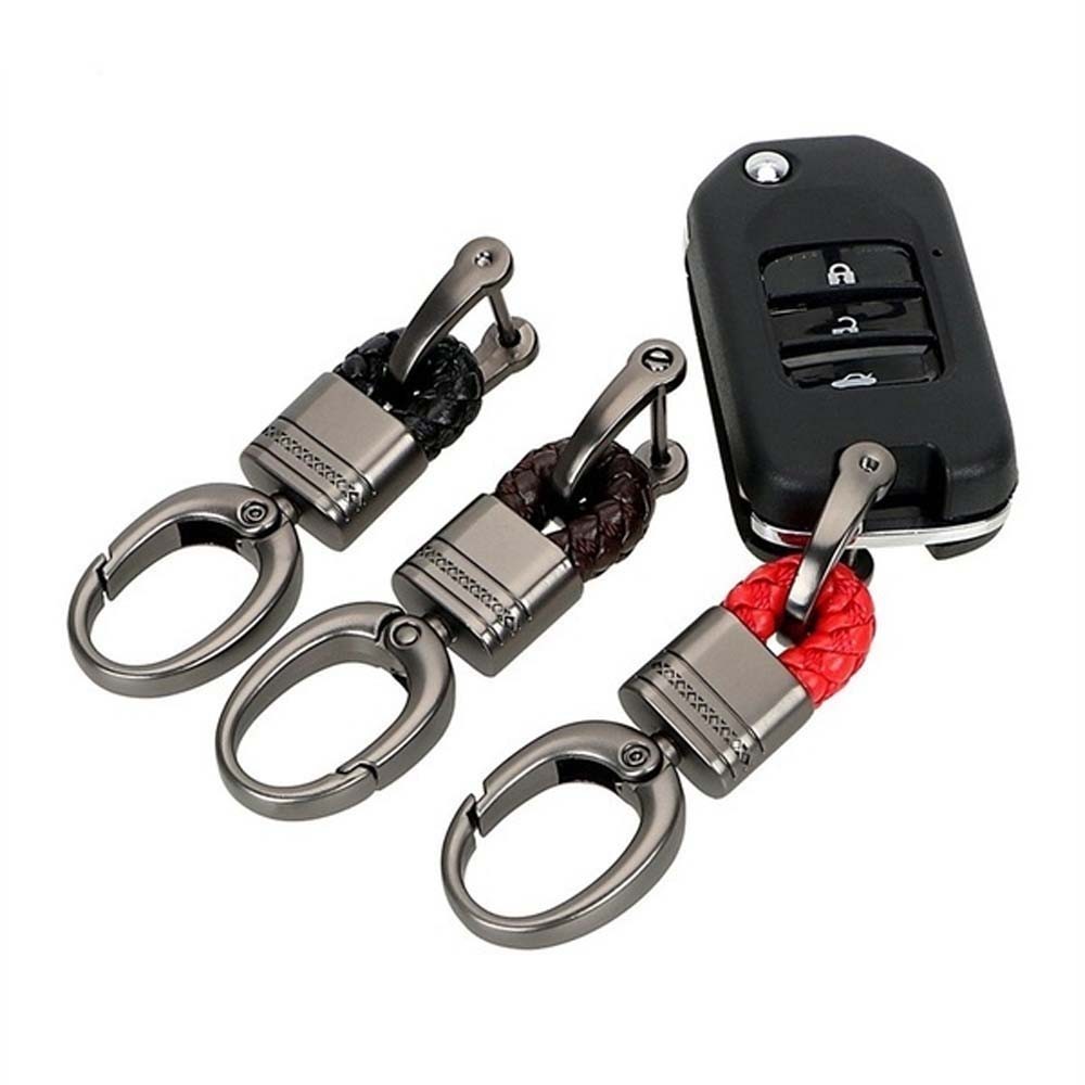 Llavero de metal creativo con cuerda trenzada para coche