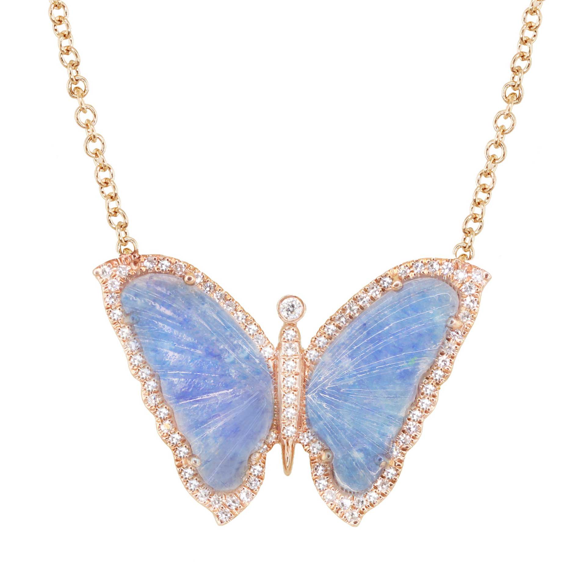 Collar de acrílico con diseño de mariposa pequeña, goteo de aceite y circonio completo