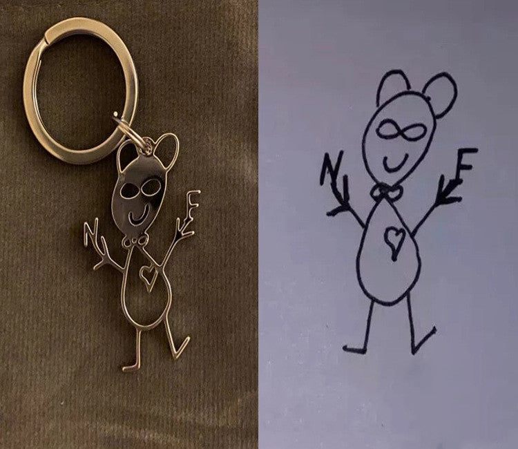 Children's Artwork Personalized Hand-painted Keychain Pendant