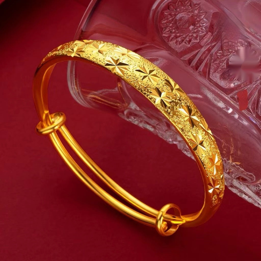 Pulsera de oro chapado en cobre estilo antiguo de oro aluvial grueso push-pull