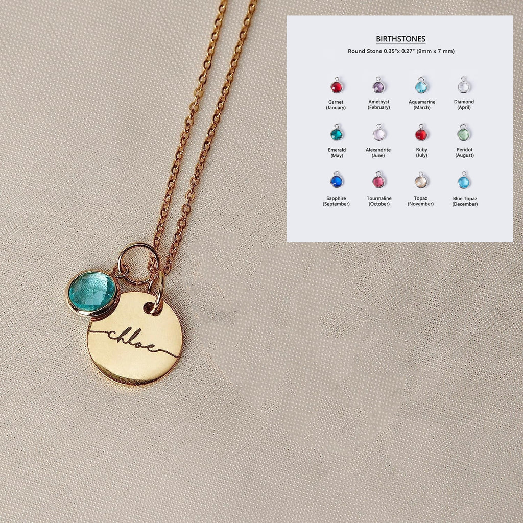 Personalisierte Namenskette mit Gravur, Geburtsstein-Anhänger, Stapelbarer Schmuck, Geburtstagsgeschenk für Frauen, Mutter, Ehefrau, Tochter, Freundin