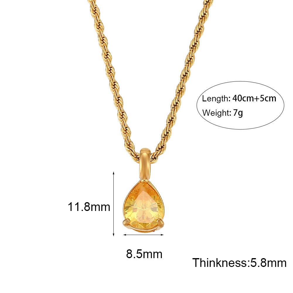 Ins Fashion Retro Stainless Steel Niche Drop Diamond Necklace