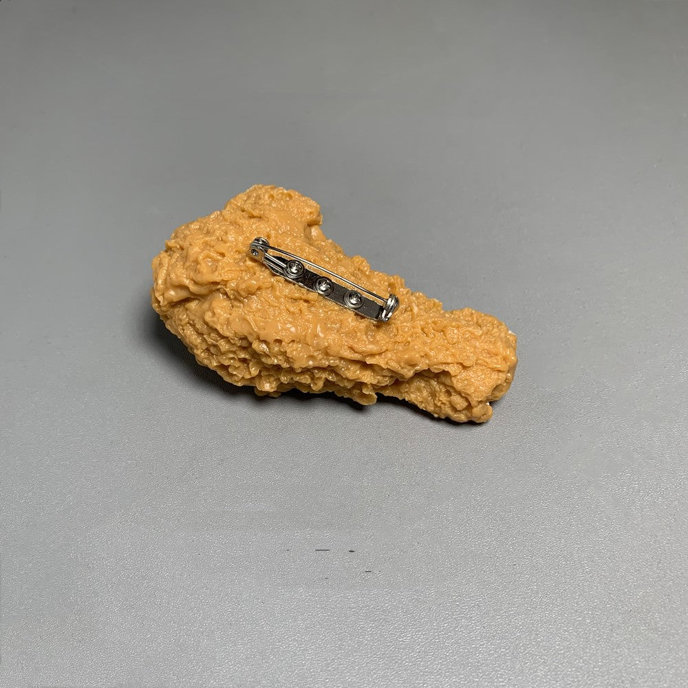 Juego de simulación de alitas de pollo frito e insignia de comida