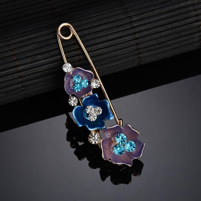 Vintage Elegant Colorful Rhinestone Flower Brooch