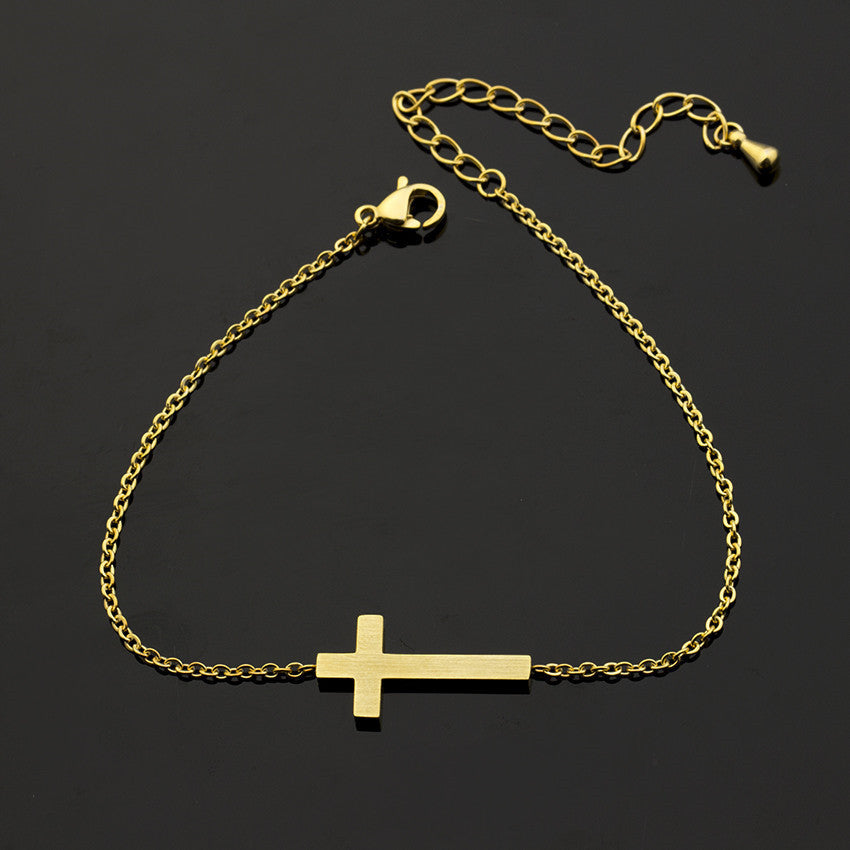 Pulsera Cruz Jesucristo Pulsera Plata Oro Regalo Dama de Honor Joyería Religiosa Acero Inoxidable