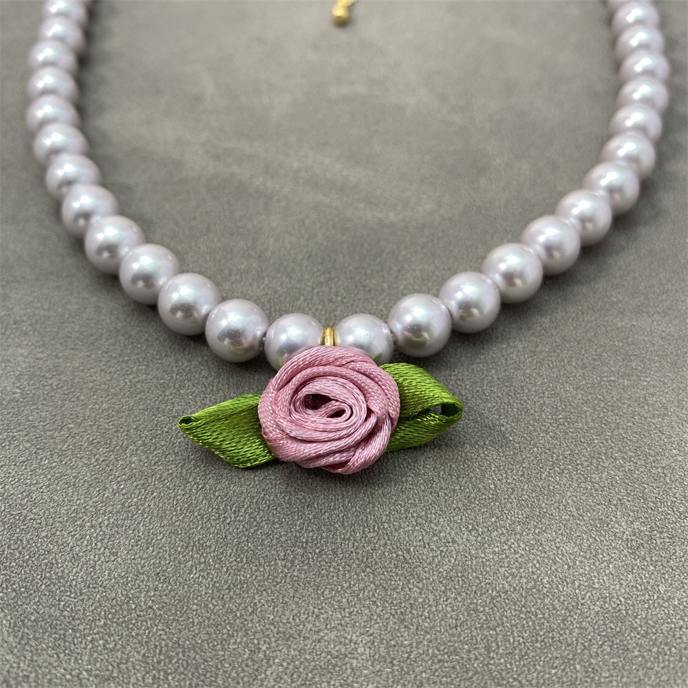 Blumen-Choker-Perlenkette Anmutig Mori Süße Schlüsselbeinkette Damen