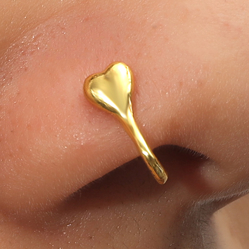Anillos de nariz de circonio, de metal, con forma de U, hojas, corazón, piercing para la nariz