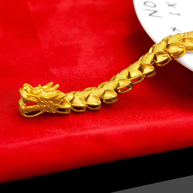 Dominanter Drachen-Placer-Goldarmreif für Herren mit Taschenbuchschnalle