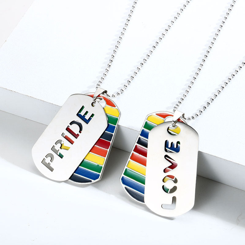 LGBT Pride Liebe Regenbogen zweilagige Anhänger Halskette