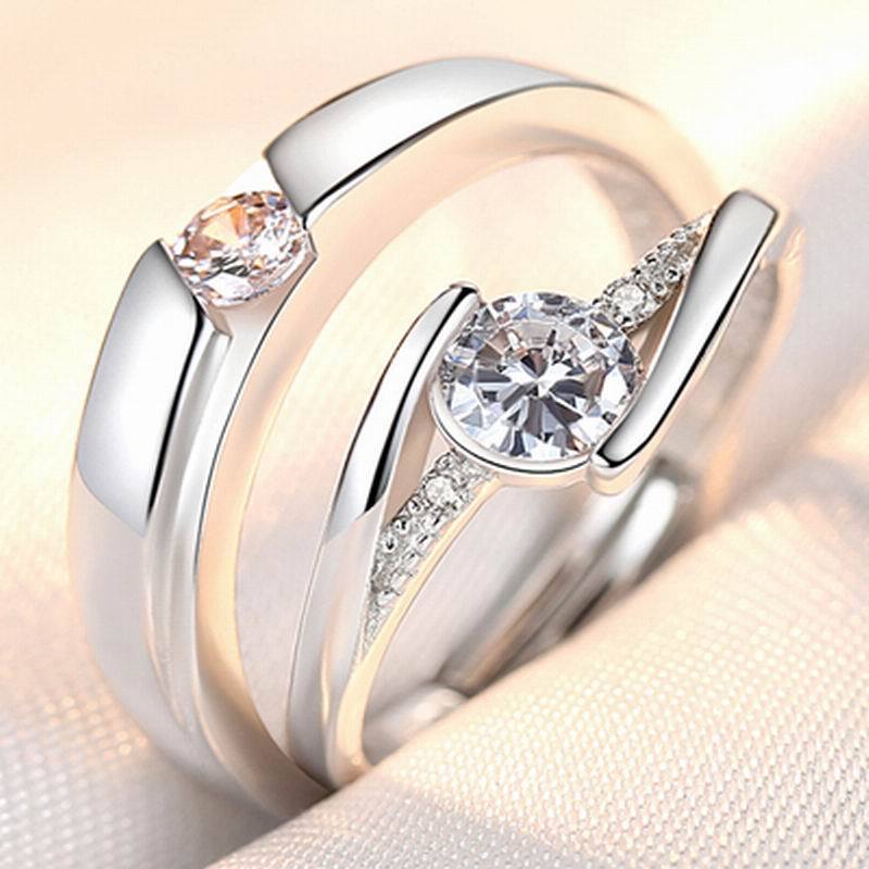 Anillos de apertura Simulación de boda Anillo de diamante