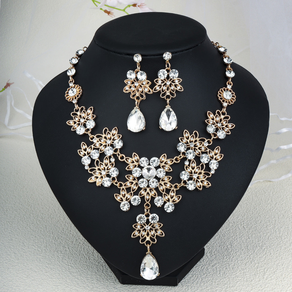 Pendientes Y Collar De Perlas Y Diamantes De Imitación Para Mujer
