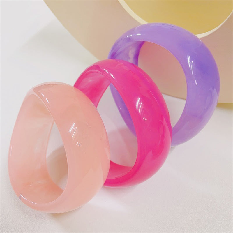 Macaron Colored Resin Shaped Geometric Bracelet