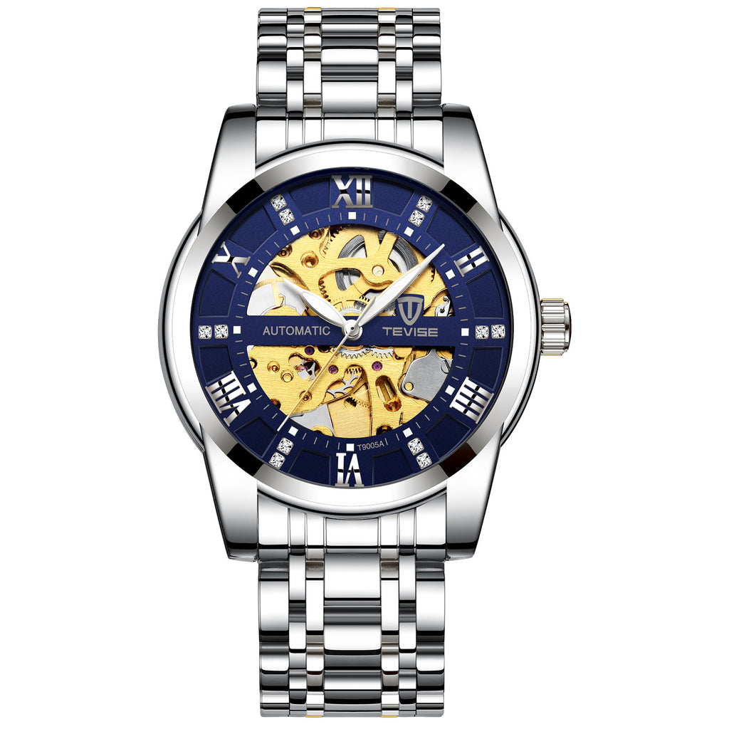 Herrenmodeuhr Mode Automatische mechanische Uhr Hohlzifferblatt Uhr Wasserdichte Herrenuhr