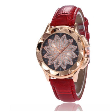 Reloj de pulsera con diamantes de imitación en forma de cruz para mujer, modelos explosivos de comercio exterior, esfera grande en oro rosa, reloj de cuarzo de la suerte