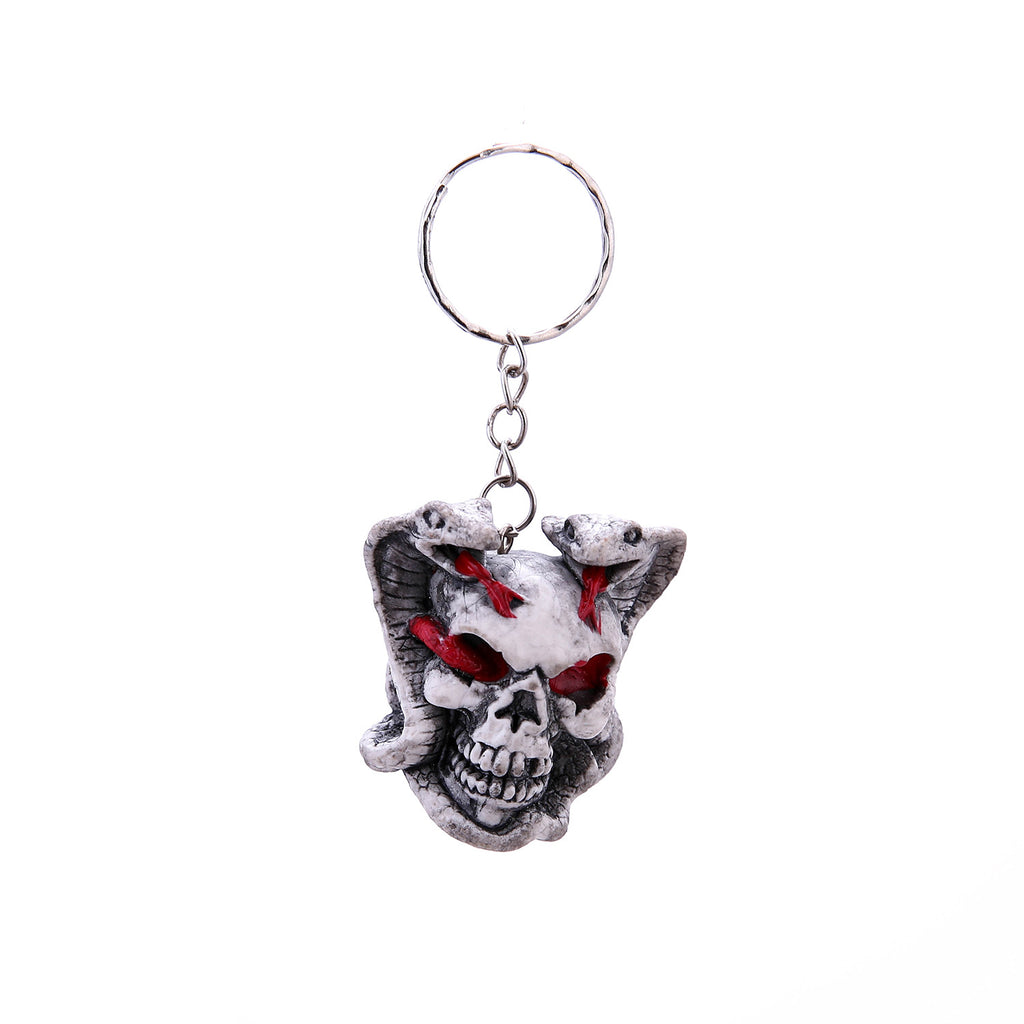 Llavero de calavera creativo con colgante de goma